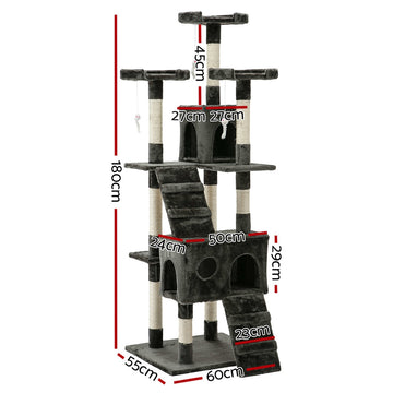 i.Pet Cat Tree 180cm Trees Scratching Post Scratcher Tower Condo House Furniture Wood i.Pet